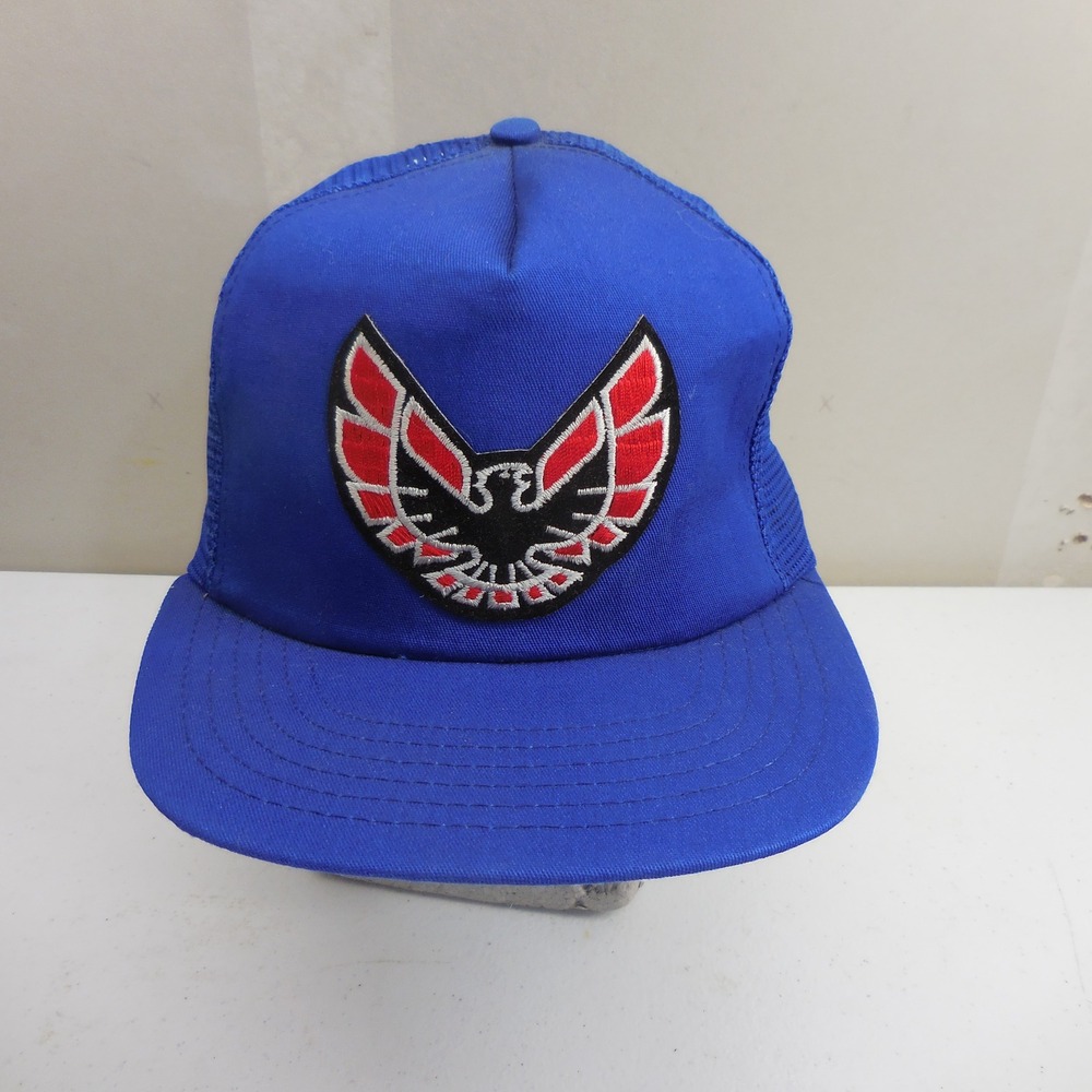 Vintage Pontiac Firebird Trans Am Trucker Hat Blue Mesh Snapback USA Eagle 80s